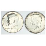 1967 & 1968-D Kennedy Half Dollar 40% Silver