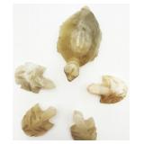 5 Mexico Banded Calcite Carved Turtles