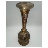Vintage Mixed Metal Chased Floral Flared Vase