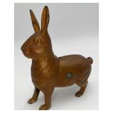 Vintage Cast Iron Standing Rabbit Still Coin Bank