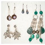 4 Pairs Sterling Silver Earrings