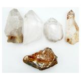 4 Clear Point Quartz & Fossilized Shell