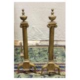 *Vintage Brass Fireplace Andirons Pair