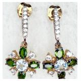 925 w/ Gold Overlay Diamond Diopside & Aquamarine