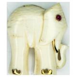 VTG Pre-Ban Ivory & Gold-tone Elephant Pendant