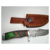 Damascus Hunting Knife & Sheath