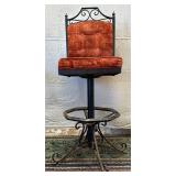 *High-Back Swivel Bar Stool Cast Iron Base