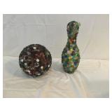 BEDAZZLED BOWLING BALL & BOWLING PIN