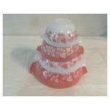 HARD TO FIND PYREX NESTING BOWL SET PINK GOOSEBERRY