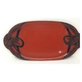 Wooden carved and painted swan serving tray