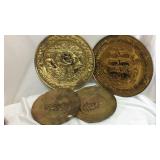 Lot of four brass colored decorative wall hanging