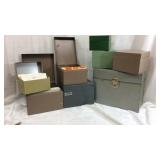 Lot of eight different sized metal boxes/recipe