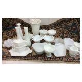 Huge lot of milk glass style glassware