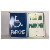 Metal parking sign lot