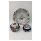 Three-piece hand-painted China lot