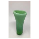 Green hand blown art glass vase
