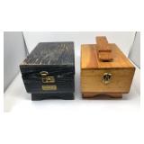 Pair of shoeshine boxes with accessories