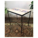 Small Tile Top Metal Base Side Table