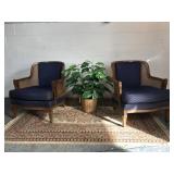 Pair of Vintage Caned Barrel Chairs