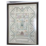 Vintage Framed Hand-Made Crosstitch sampler