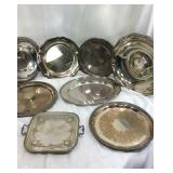 Silverplated serving tray lot