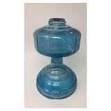 Vintage blue glass kerosene lamp base
