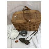 Vintage picnic basket etc