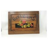 Geraniums Wooden Sign