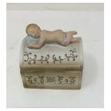 Lefton Sleeping Baby Porcelain Trinket Box