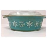Blue Snowflake Pyrex Casserole Dish With Lid