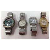 Four Stainless Steel Assorted Wrist Watches