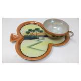 Oriental Hand Painted Tray and Tea Cup