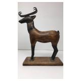 Vintage Metal and Wood Deer on Stand