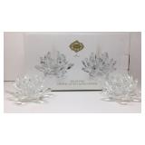 Set of Two Crystal Lotus Candle Holder