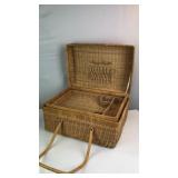 Vintage wicker picnic basket