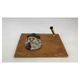 Carved Wooden Man w/ Pipe Pen Holder