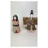 Porcelain head oriental figures cloth clothes