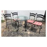 Metal frame glass top bistro/ dining table