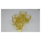 Set of six yellow Depression glasses