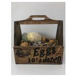 Vintage wooden egg crate decor