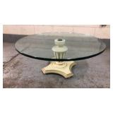 Glass Top Wooden Base Coffee Table