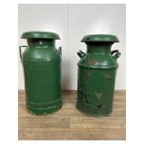 Pair of Vtg Painted Metal Milk Jugs