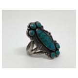 Sz 7 Vtg Sterling & Turquoise Ring