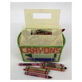 Large Lot of Crayons with Holder