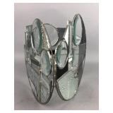 Modernist Leaded Stained Glass Candle Lantern
