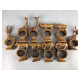 10 Carved Wood Animal Napkin Rings