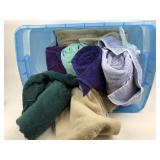 Plastic Tote w/ Bath Towels