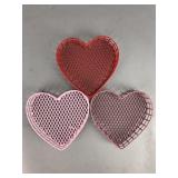 3 Small Metal Heart Baskets