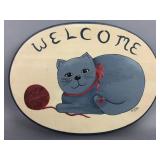 10" x 7" Wooden Cat Welcome Sign
