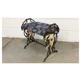 Antique Ornate cast iron and upholstered stool